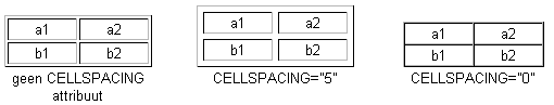 Voorbeelden CELLSPACING attribuut