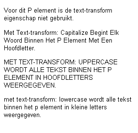 Voorbeeld text-transform